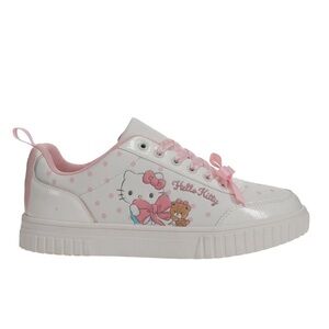 Hello Kitty Polka Dot Bow Ribbon Bear White and Pink Sneakers NEW Sz 9